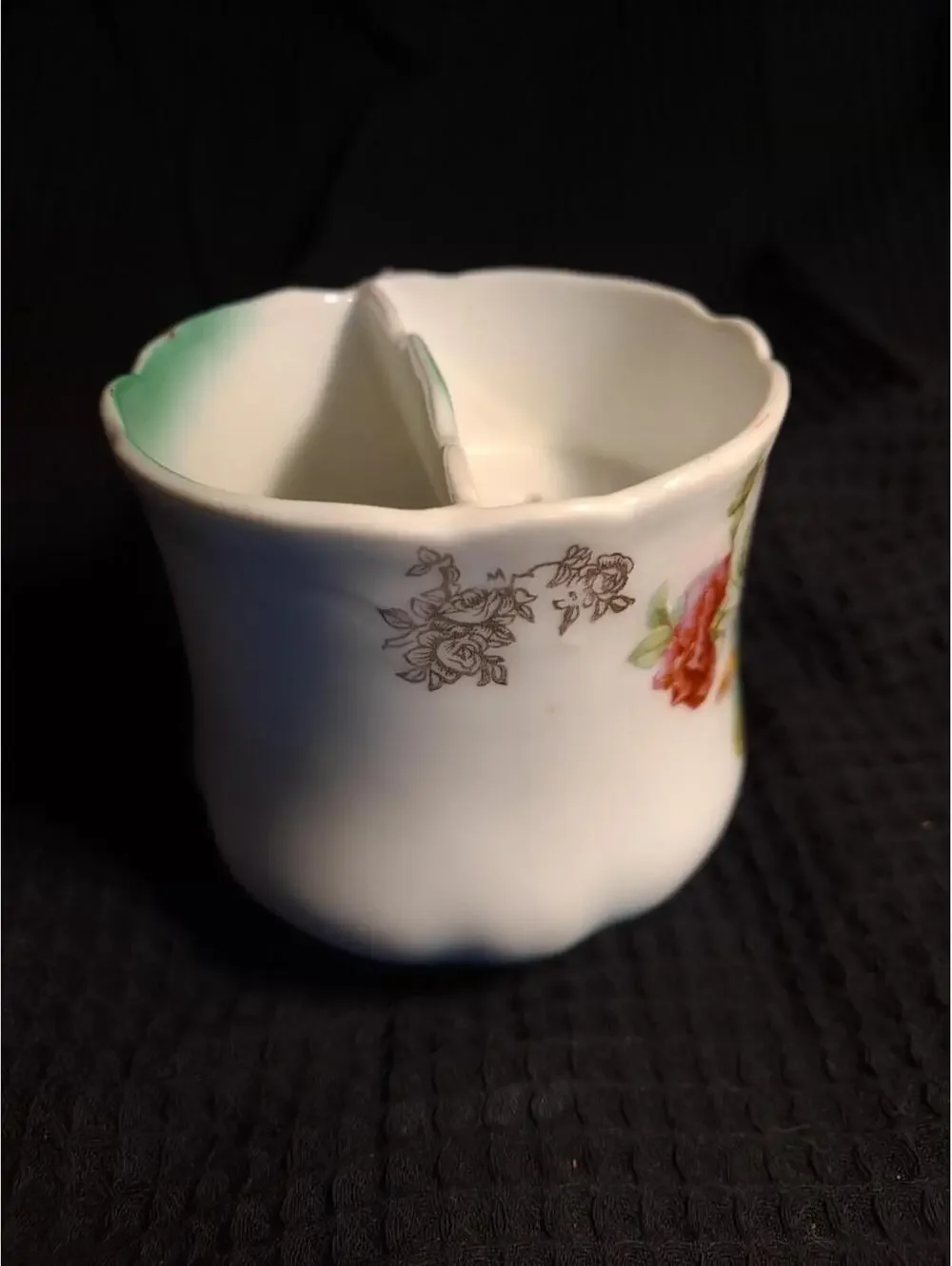 Vintage Mustache Teacup Shaving Cup Mug Mint Green Purple Pink Flowers